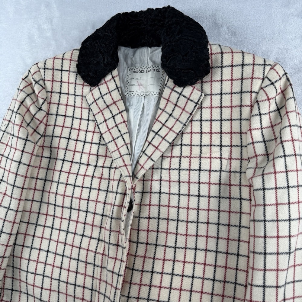 Brooks Brothers Black Fleece Thom Browne Mac Coat Womens 4 BB2 Plaid Long Italy
